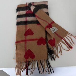 Burberry Cashmere Scarf with Red Hearts